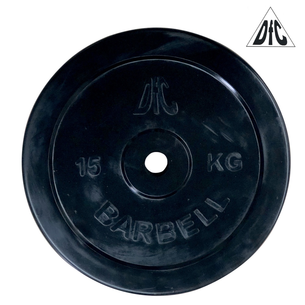 DFC 15 кг обрезиненный из каталога дисков для штанги с посадочным диаметром 26 мм.  в Омске по цене 4290 ₽