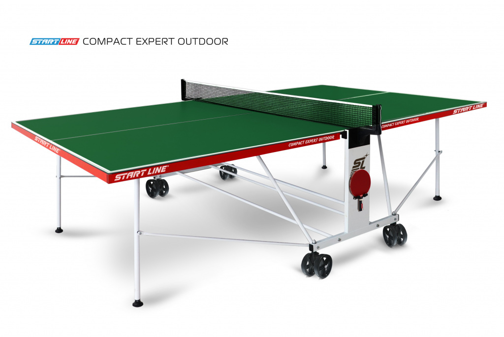 Start Line Compact EXPERT Outdoor 4 Зелёный из каталога влагостойких теннисных столов в Омске по цене 44590 ₽