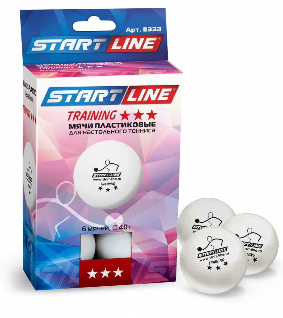 Мяч для настольного тенниса Start Line TRAINING 3*, 6 мячей в упаковке