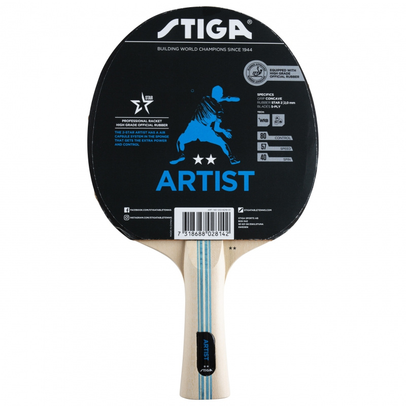 2-Star Artist WRB в Омске по цене 2298 ₽ в категории ракетки для настольного тенниса Stiga