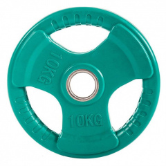 Profi Fit 3 HANDLE 10 кг обрезиненный (с хватами) из каталога дисков для штанги с посадочным диаметром 50 мм. в Омске по цене 5100 ₽