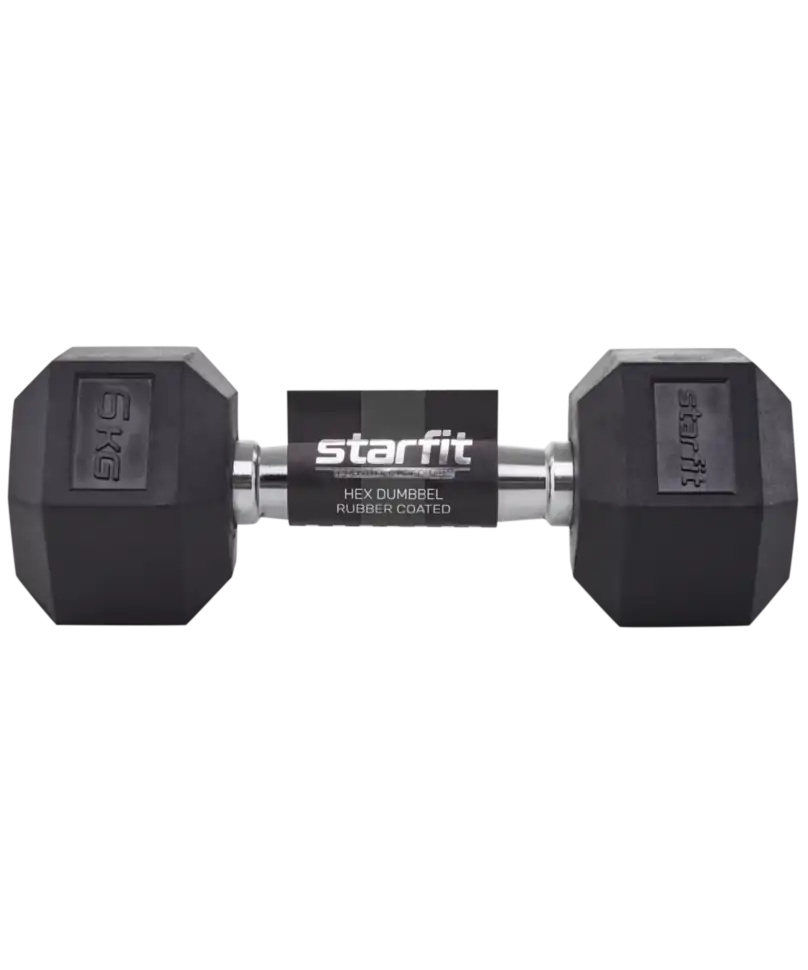 Обрезиненная гантель StarFit гексагональная 6 кг DB-301