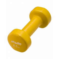 StarFit виниловая, 2.5 кг, желтая из каталога гантелей для фитнеса в Омске по цене 1530 ₽