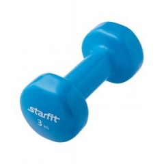 StarFit виниловая, 3 кг., синяя из каталога гантелей для фитнеса в Омске по цене 1790 ₽